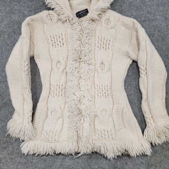 Sisandina Handicrafts Womens L Large? 100% Wool Ecuador Fringe Cardigan Sweater - Picture 3 of 15